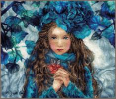 PN-0188640 Набір для вишивки хрестом LanArte Blue Flowers Girl "Дівчина з блакитними квітами"