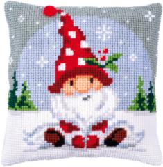 PN-0188665 Набір для вишивання хрестом (подушка) Vervaco Christmas gnome in snow "Різдвяний гном у снігу"