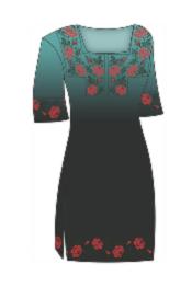 Заготівка для плаття під вишивку бісером Троянди монохром, П99-ГКГ синій