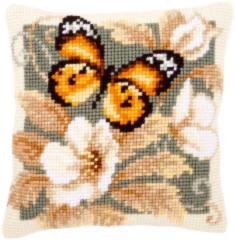 PN-0146840 Набір для вишивання хрестом (подушка) Vervaco "Чорно-помаранчевий метелик"