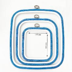 230-11 Пяльці-рамка Nurge квадрат каучукові з підвісом, висота обода 10мм, 125*145мм (блакитнi)