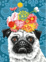 73-91809 Набір для малювання фарбами за номерами Dimensions Dog with flowersЦуценя з квітами