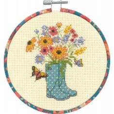 72-76320 Набір для вышивання хрестом Floral Boots Квіткові чобітки DIMENSIONS з п'яльцями