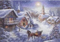 08689 Набір для вишивання хрестом Катання на санях  Sleigh Ride,38*28см,DIMENSIONS