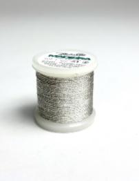 silver/9809 METALLIC №12 металіз. поліефір, 3-х шарова нитка для вишивки та плетіння, 40 м.MADEIRA