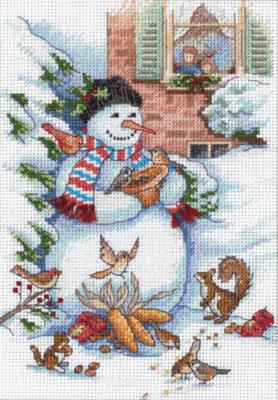 08801 Набор для вышивания крестом DIMENSIONS Snowman and Friends "Снеговик и друзья". Каталог товарів. Набори