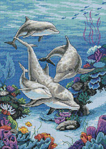 03830 Набор для вышивания крестом DIMENSIONS The Dolphins Domain "Царство дельфинов". Каталог товаров. Наборы