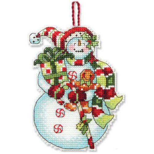 70-08915 Набор для вышивания крестом DIMENSIONS Snowman with Sweets Christmas Ornament "Рождественское украшение - Снеговик со сладостями". Каталог товарів. Набори