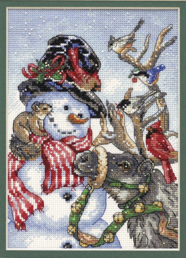 08824 Набор для вышивания крестом DIMENSIONS Snowman & Reindeer "Снеговик и северный олень". Каталог товаров. Наборы