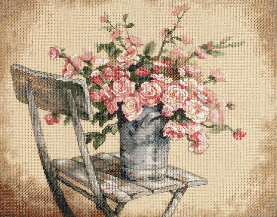35187 Набор для вышивания крестом DIMENSIONS Roses on White Chair "Розы на белом стуле". Каталог товарів. Набори