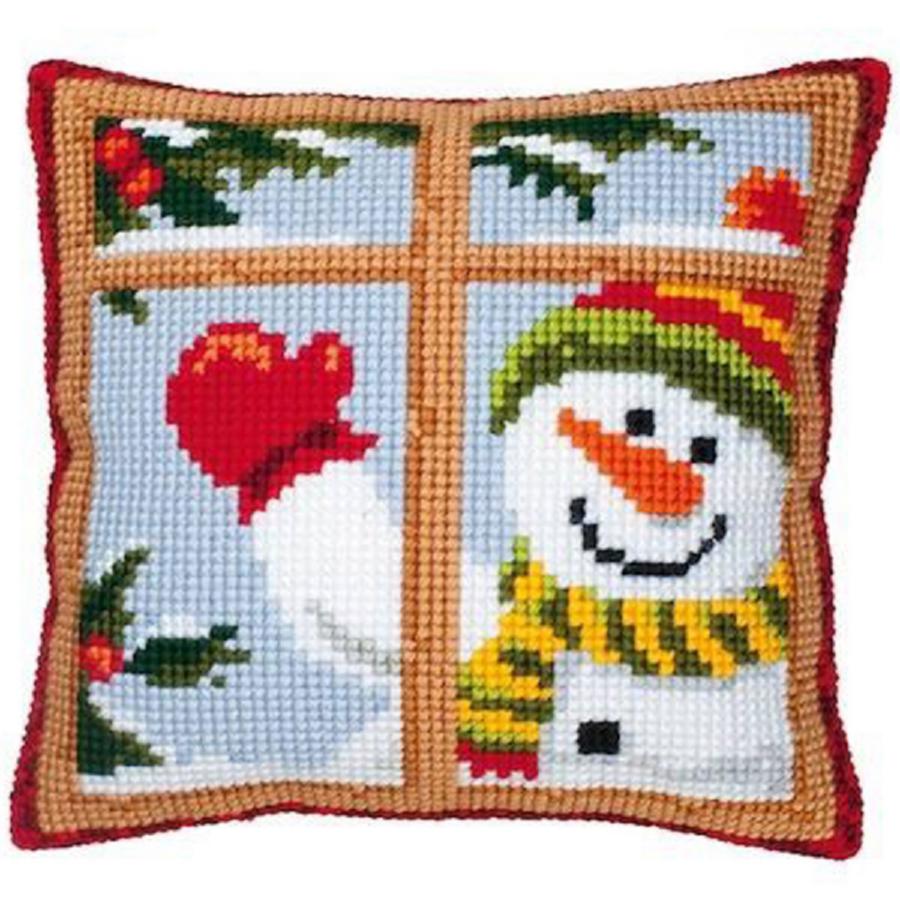PN-0008519 Набор для вышивания крестом (подушка) Vervaco Happy Snowman "Веселый снеговик". Каталог товарів. Набори