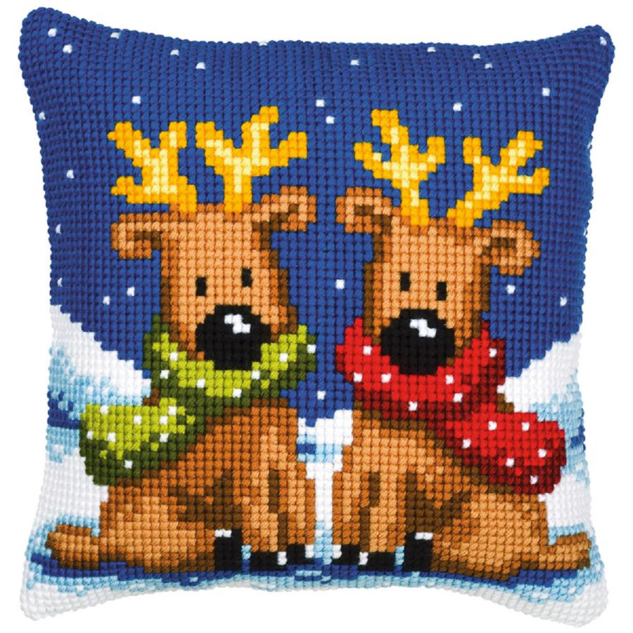 PN-0008726 Набор для вышивания крестом (подушка) Vervaco Reindeer Twins "Олени". Каталог товарів. Набори