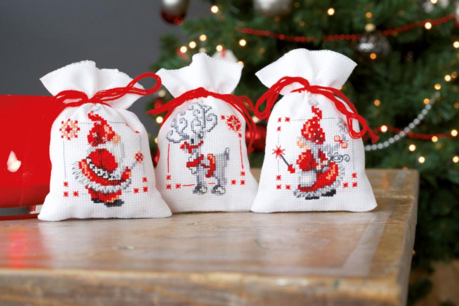 PN-0150688 Набор для вышивания крестом (мешочки для саше) Vervaco Christmas Elves "Рождественские гномики". Каталог товарів. Набори