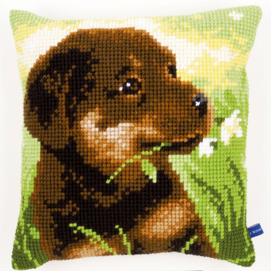 PN-0150689 Набор для вышивания крестом (подушка) Vervaco Rottweiler Puppy "Щенок ротвейлера". Каталог товарів. Набори