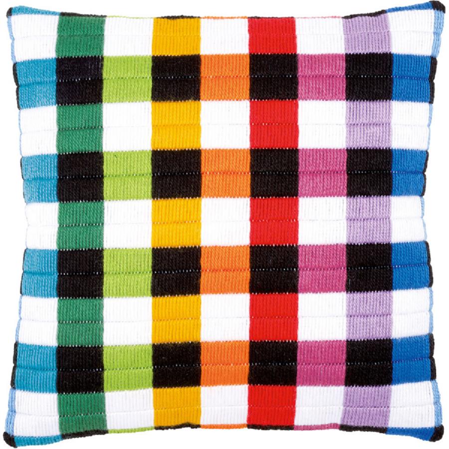 PN-0150843 Набор для вышивания гладью (подушка) Vervaco Coloured Square Design "Разноцветные квадраты". Каталог товарів. Набори