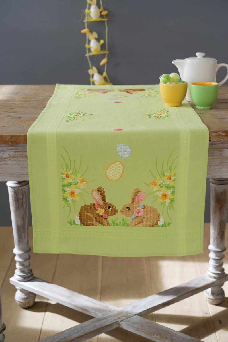 PN-0156711 Набор для вышивания крестом (дорожка на стол) Vervaco Easter Bunnies "Пасхальные зайцы". Каталог товарів. Набори