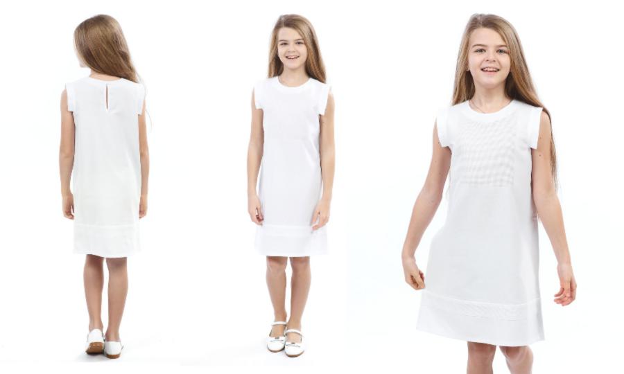 726-18/09 Платье для девочек, белое, рост 140. Каталог товарів. Вишивання/Шиття. Одяг для вишивання