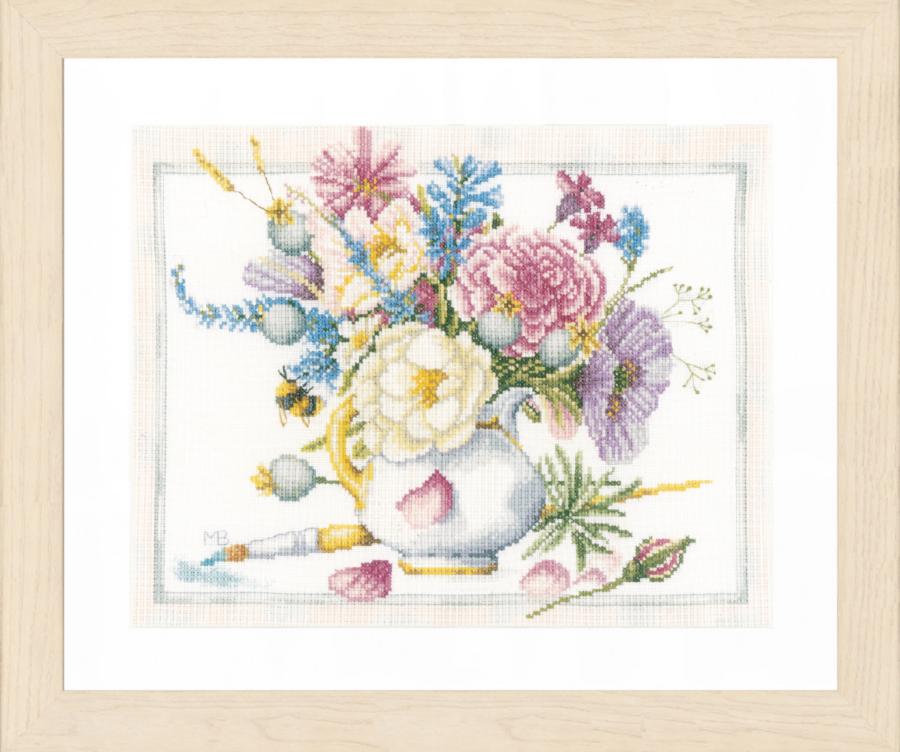 PN-0165375 Набор для вышивки крестом LanArte Flowers in white pot "Цветы в белом горшке". Каталог товарів. Набори