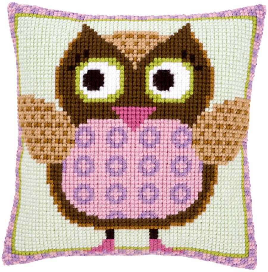 PN-0147380 Набор для вышивания крестом (подушка) Vervaco Miss Owl "Госпожа сова". Каталог товарів. Набори