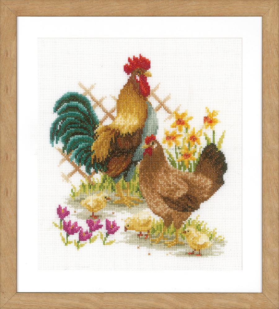 PN-0156469 Набор для вышивки крестом Vervaco Chicken family "Куриная семья". Каталог товарів. Набори