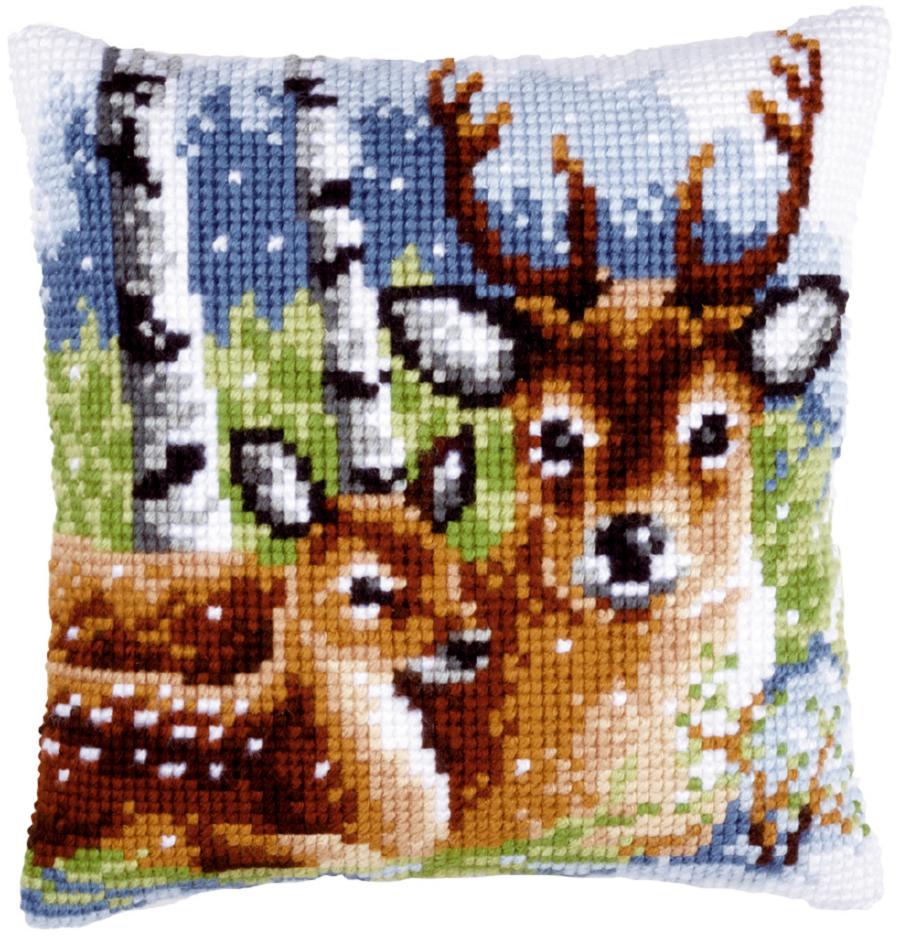 PN-0147043 Набор для вышивания крестом (подушка) Vervaco Deer family "Семья оленей". Каталог товарів. Набори
