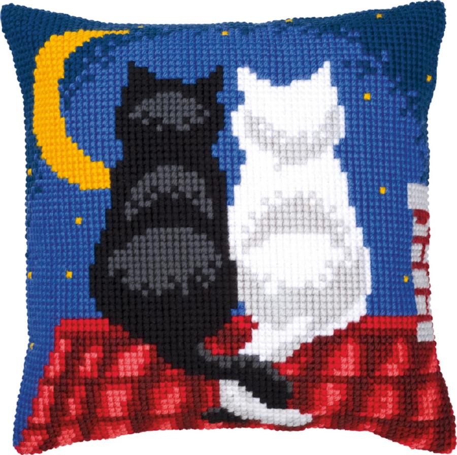 PN-0008598 Набор для вышивания крестом (подушка) Vervaco Cats in the night "Кошки в ночи". Каталог товарів. Набори
