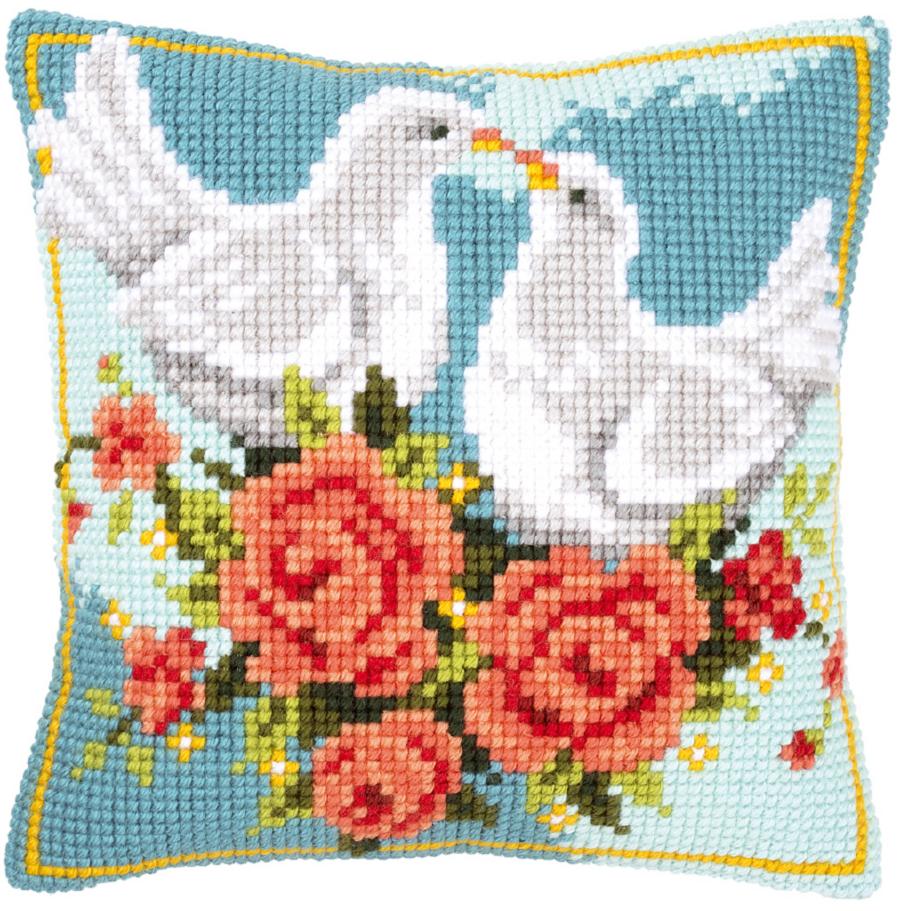 PN-0143723 Набор для вышивания крестом (подушка) Vervaco Doves in love "Влюбленные голуби". Каталог товарів. Набори