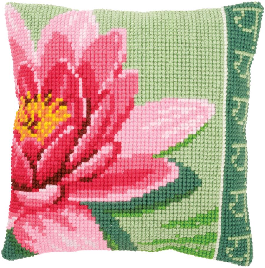 PN-0156008 Набор для вышивания крестом (подушка) Vervaco Pink lotus flower "Розовый цветок лотоса". Каталог товарів. Набори