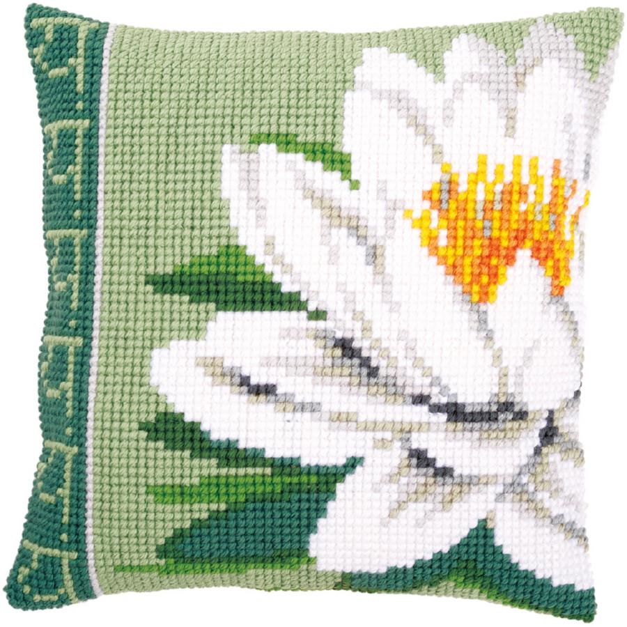 PN-0156009 Набор для вышивания крестом (подушка) Vervaco White lotus flower "Цветок белого лотоса". Каталог товарів. Набори