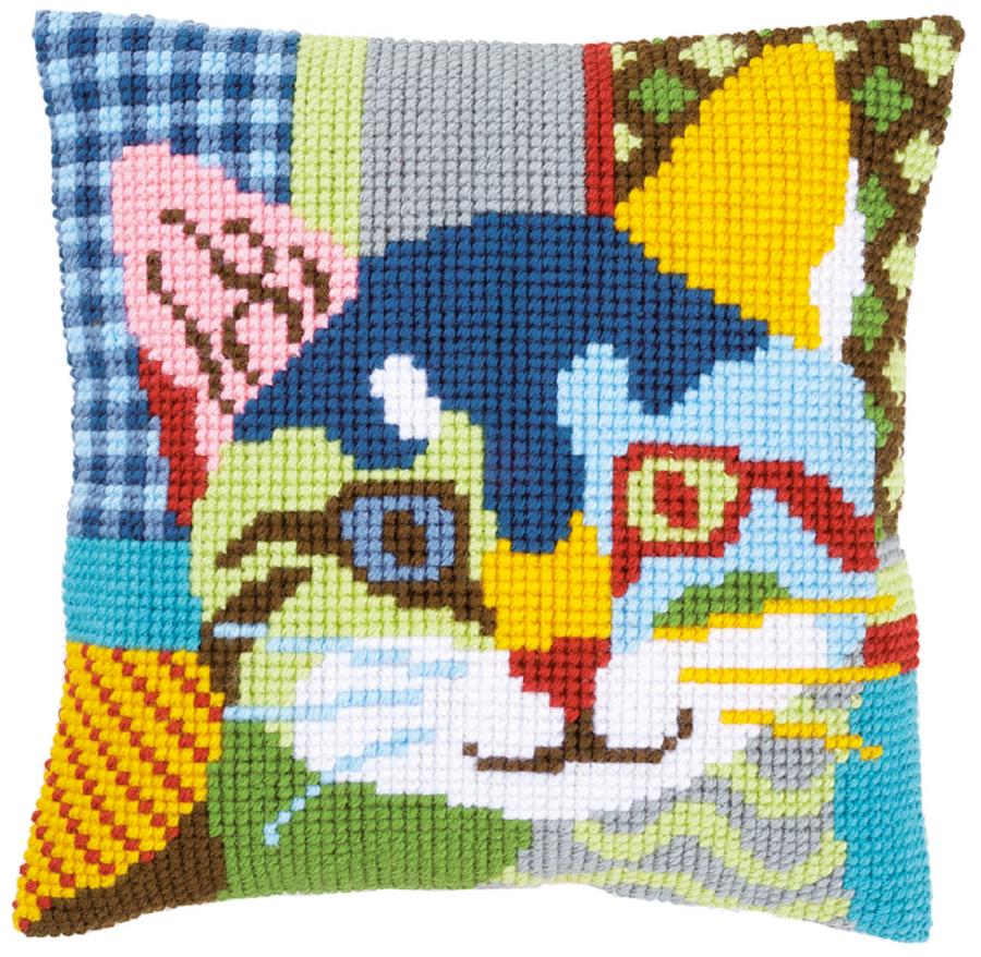 PN-0156115 Набор для вышивания крестом (подушка) Vervaco Modern cat "Современный кот". Каталог товарів. Набори