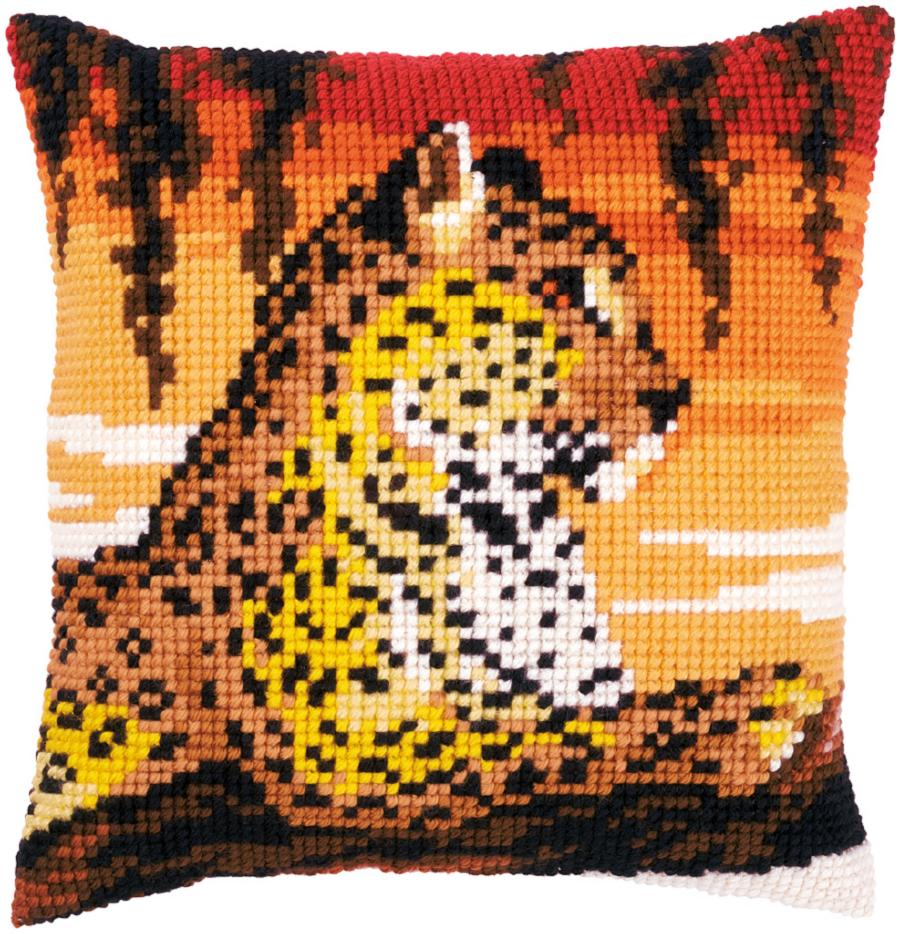 PN-0162253 Набор для вышивания крестом (подушка) Vervaco Leopard "Леопард" . Каталог товарів. Набори