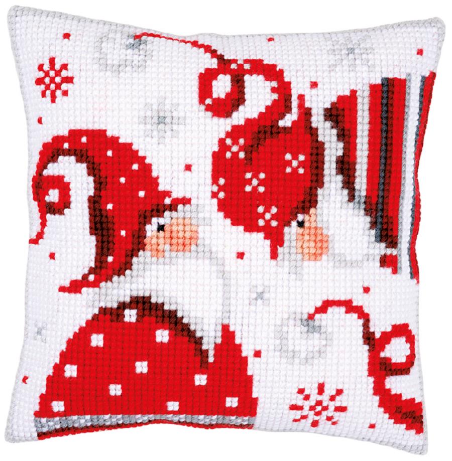 PN-0164610 Набор для вышивания крестом (подушка) Vervaco Christmas gnomes I "Рождественские гномы I". Каталог товарів. Набори