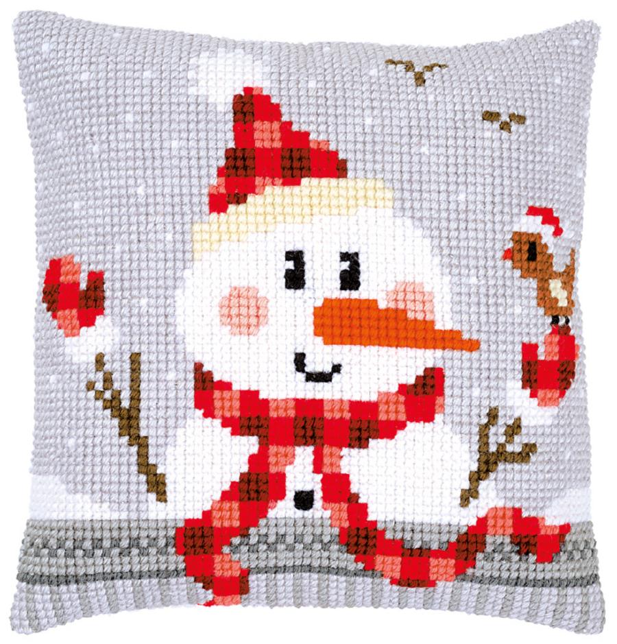 PN-0168751 Набор для вышивания крестом (подушка) Vervaco Snowman "Снеговик" . Каталог товарів. Набори