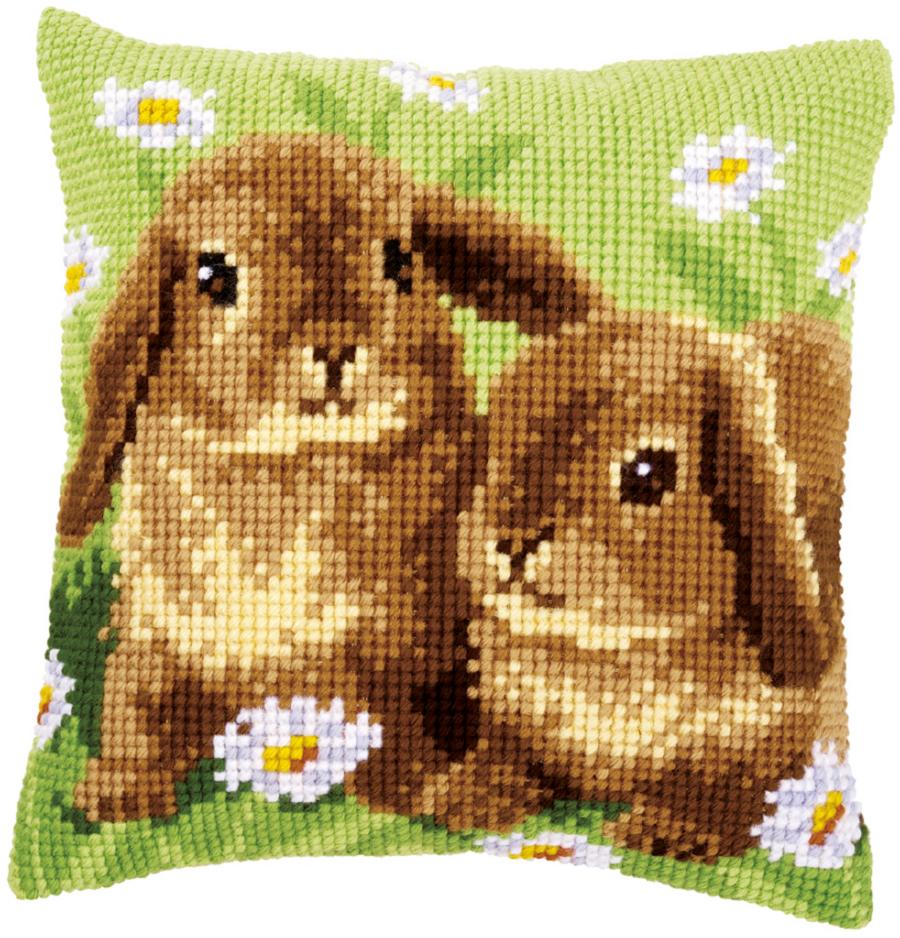 PN-0162709 Набор для вышивания крестом (подушка) Vervaco Two rabbits  "Два кролика". Каталог товарів. Набори