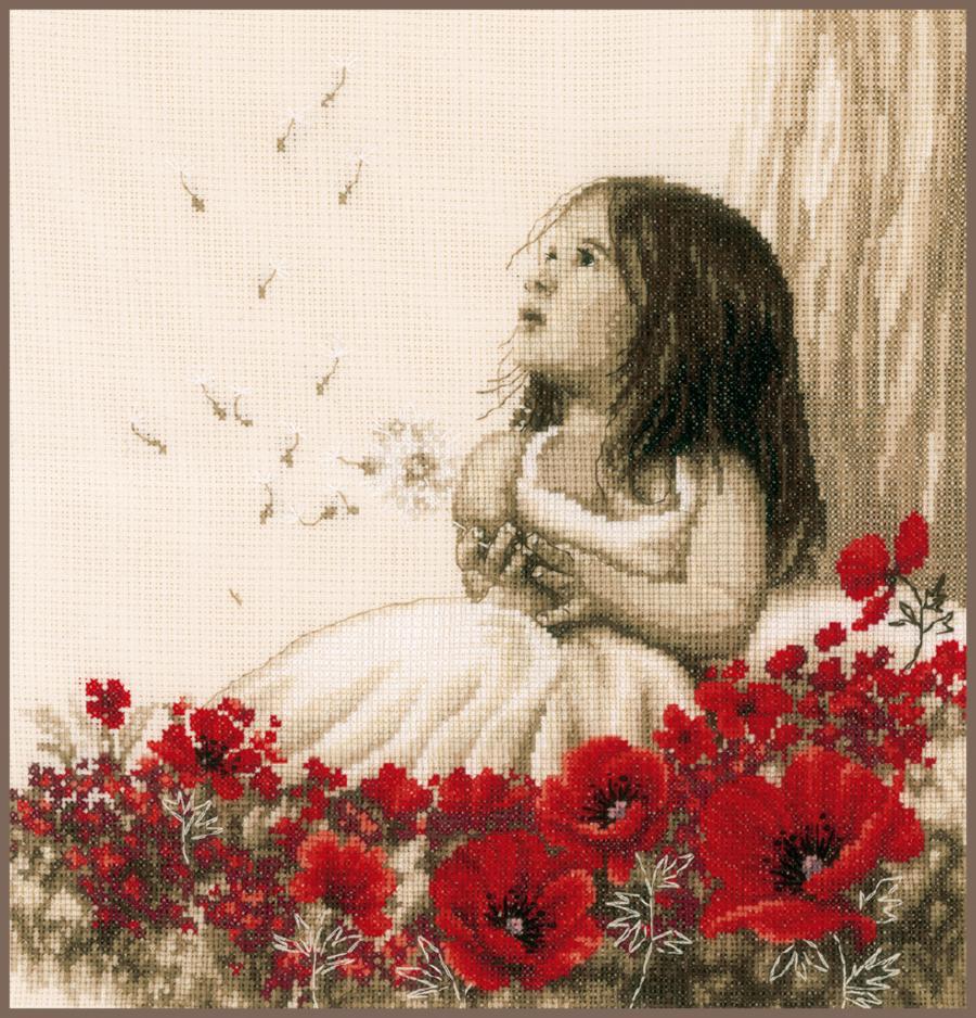 PN-0184269 Набор для вышивки крестом Vervaco Girl in a poppy field "Девушка в маковом . Каталог товарів. Набори