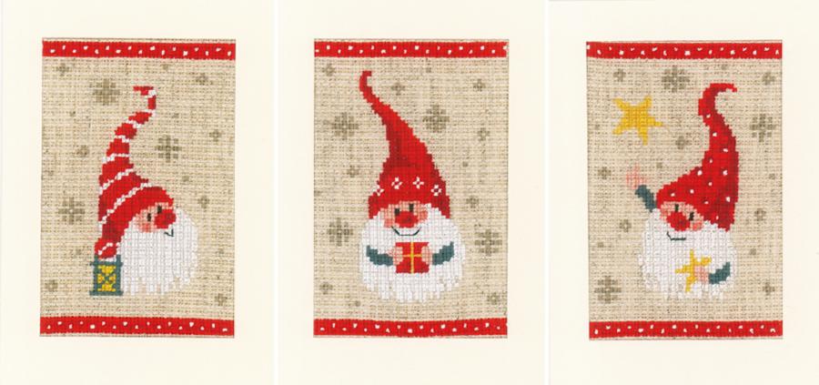 PN-0184428 Набор для вышивания крестом (открытки) Vervaco Christmas gnomes "Рождественские гномы". Каталог товарів. Набори