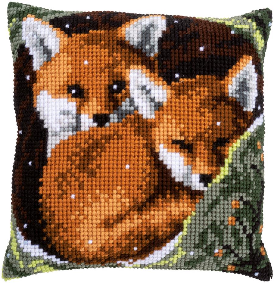 PN-0162175 Набор для вышивания крестом (подушка) Vervaco Foxes "Лисицы". Каталог товарів. Набори