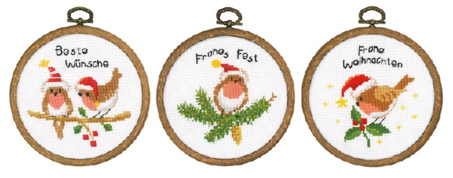 PN-0182761 Набор для вышивания крестом Vervaco Christmas birds "Рождественские птицы". Каталог товарів. Набори