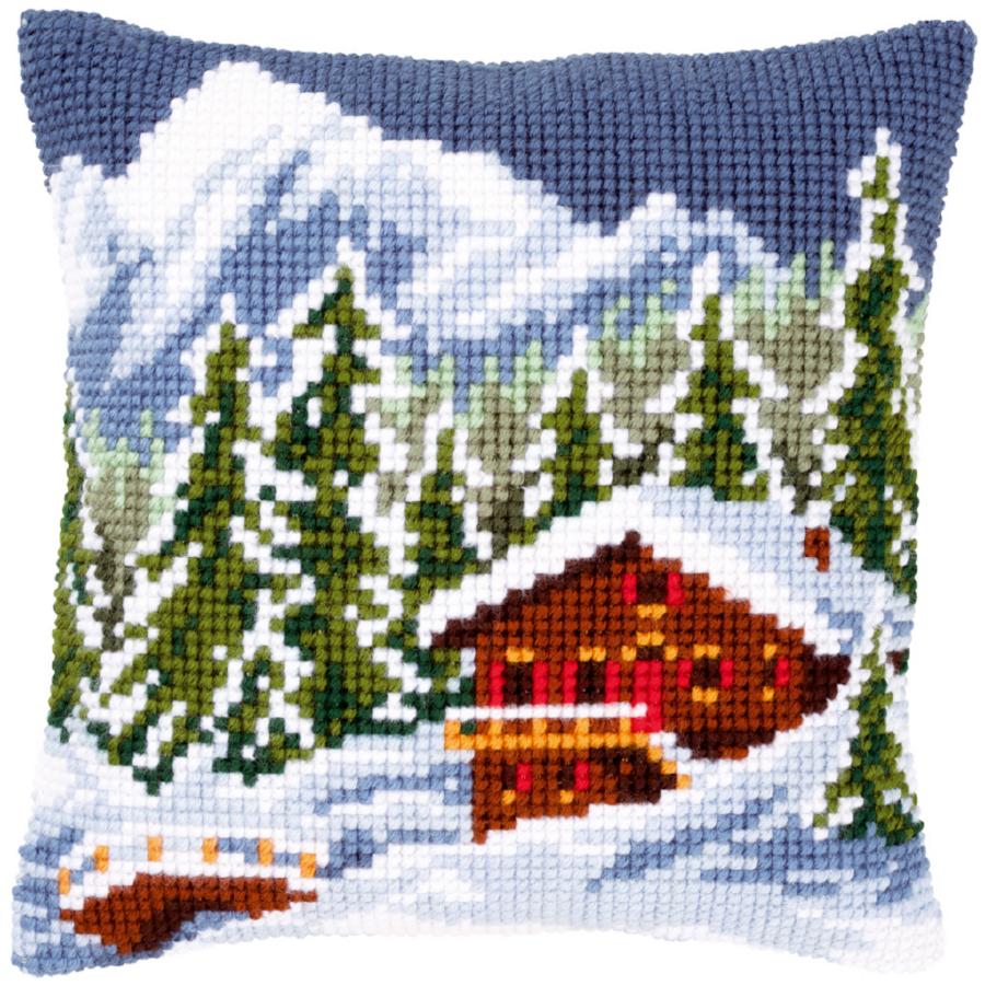 PN-0146240 Набор для вышивания крестом (подушка) Vervaco Snow landscape "Снежный пейзаж". Каталог товарів. Набори