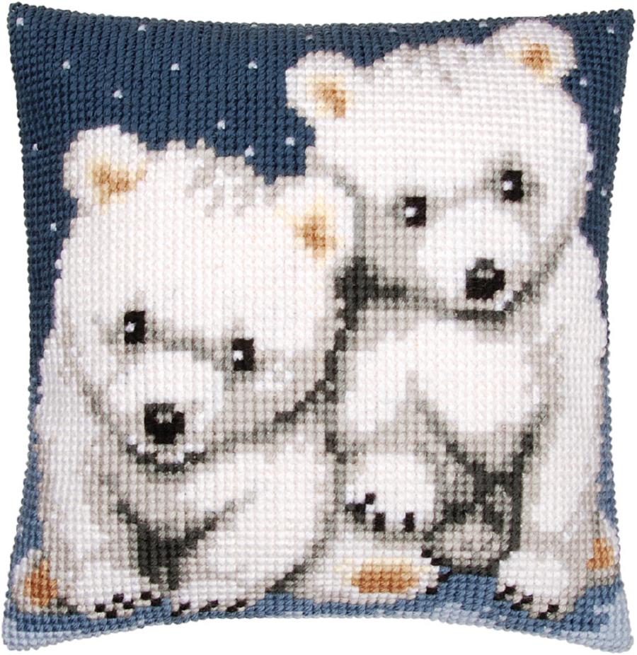 PN-0156484 Набор для вышивания крестом (подушка) Vervaco Polar bears "Белые медведи". Каталог товарів. Набори