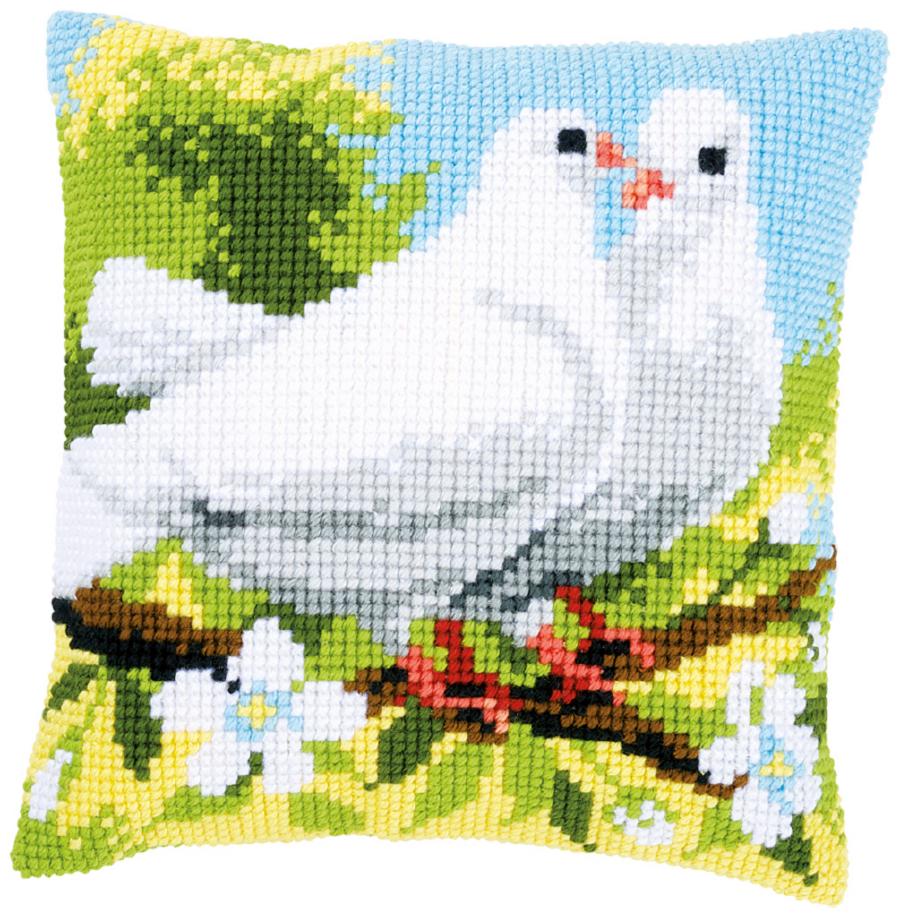 PN-0158106 Набор для вышивания крестом (подушка) Vervaco White pigeons "Белые голуби". Каталог товарів. Набори