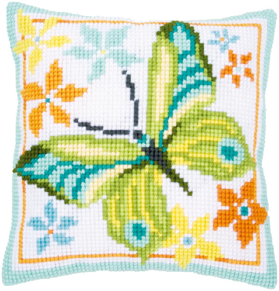 PN-0163342 Набор для вышивания крестом (подушка) Vervaco Green butterfly "Зеленая бабочка" . Каталог товарів. Набори