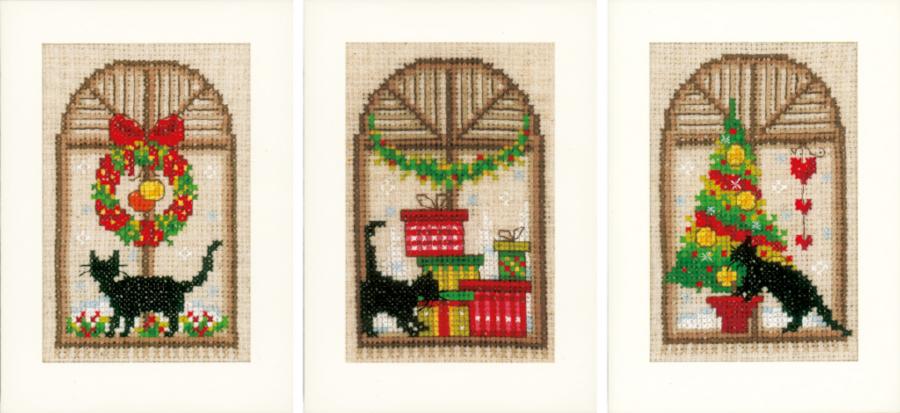 PN-0150427 Набор для вышивания крестом (открытки) Vervaco Christmas atmosphere "Рождественская атмосфера". Каталог товарів. Набори