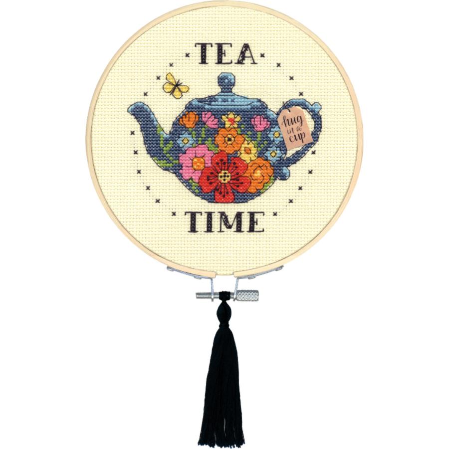 72-76291 Набор для вышивания крестом DIMENSIONS Tea Time Hoop "Время чаепития". Каталог товарів. Набори