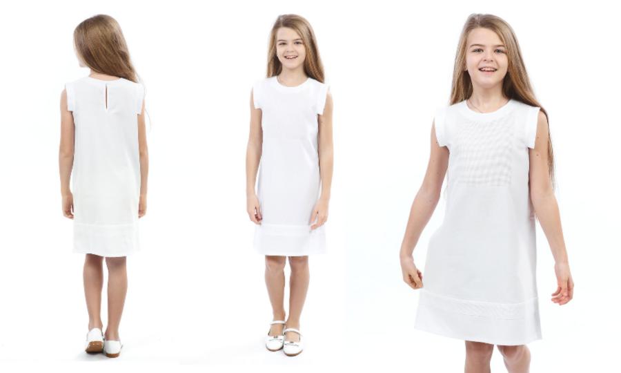 726-18/09 Платье для девочек, белое, рост 116. Каталог товарів. Вишивання/Шиття. Одяг для вишивання