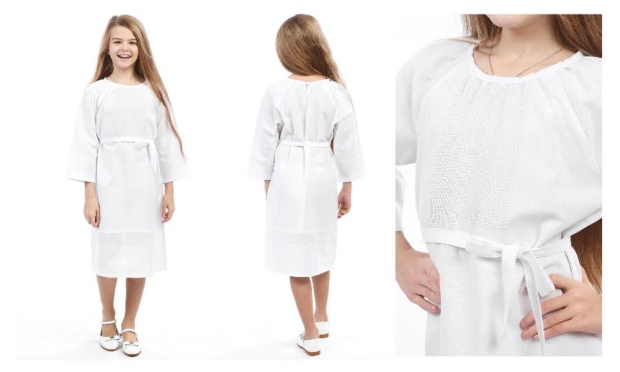 727-18/09 Платье для девочек, белое, рост 116. Каталог товарів. Вишивання/Шиття. Одяг для вишивання